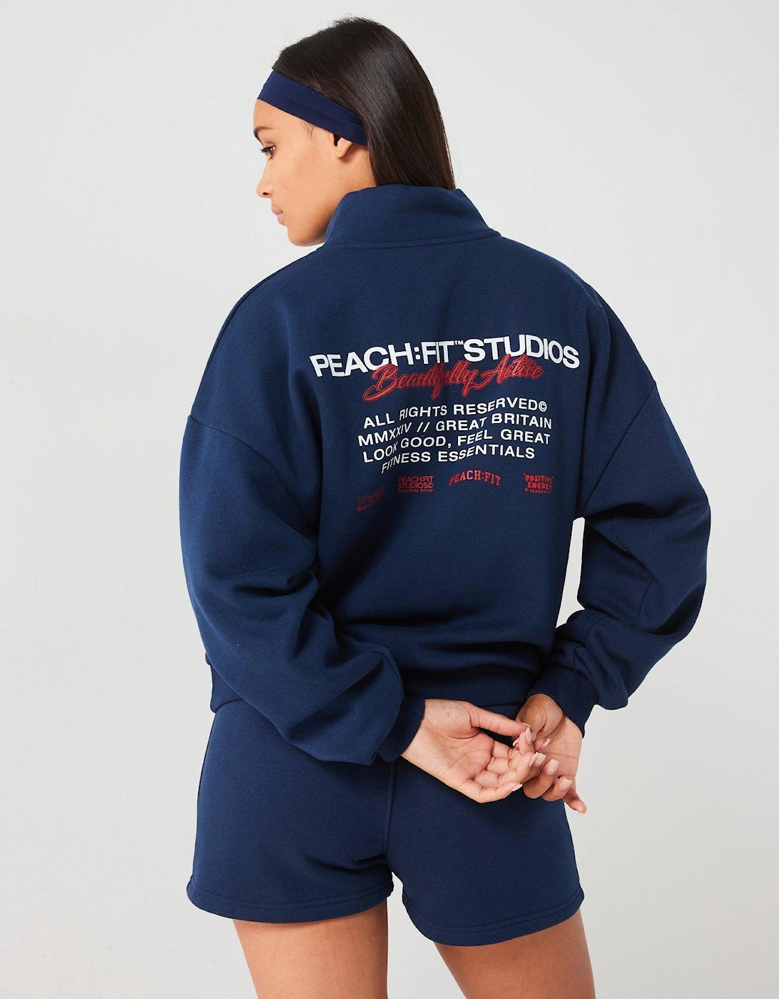 Womens Penelope Oversized Zip Neck Sweatshirt - Navy