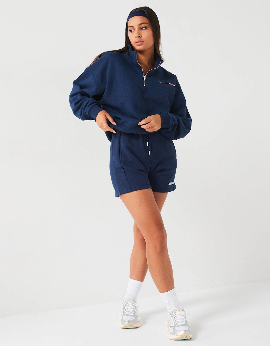 Womens Penelope Oversized Zip Neck Sweatshirt - Navy