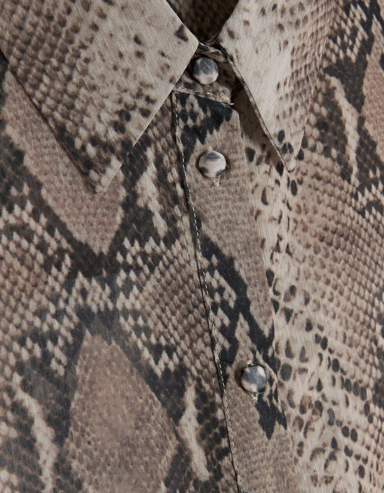 Snake Print Shirt - Beige