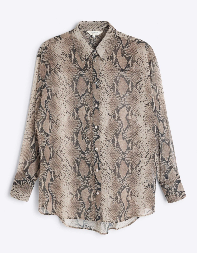 Snake Print Shirt - Beige