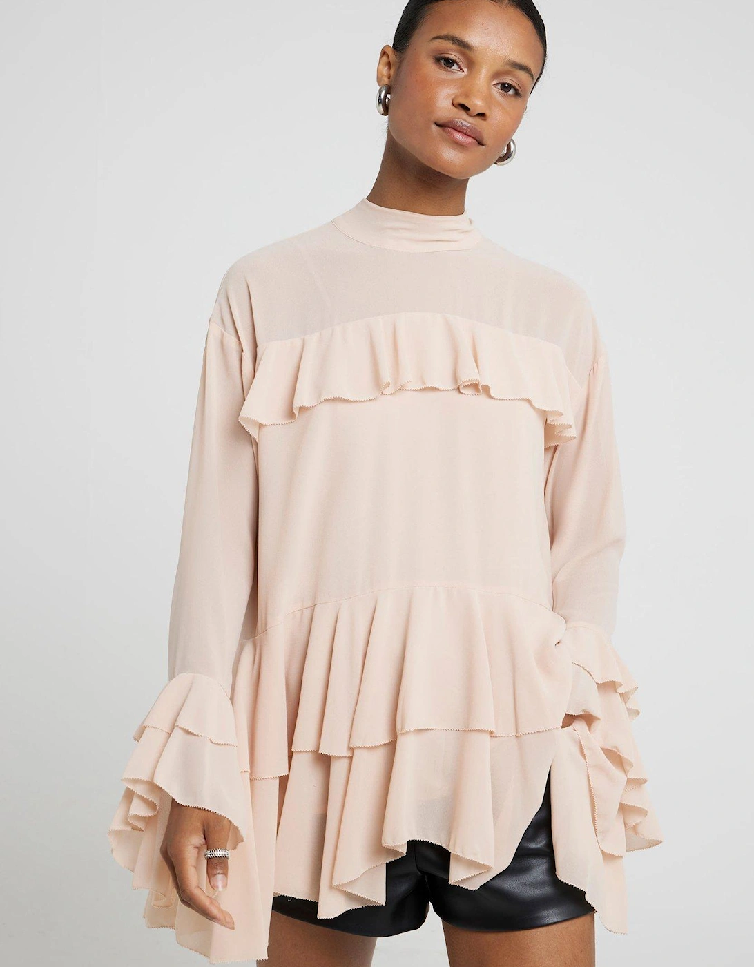 Ruffle Detail Blouse - Light Pink