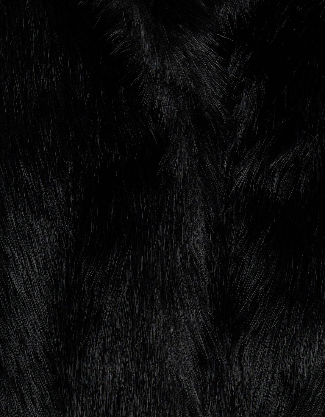Mid Length Faux Fur Coat - Black
