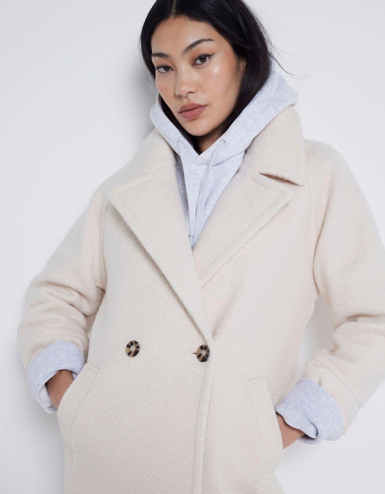 Boiled Wool Slouch Coat - Cream