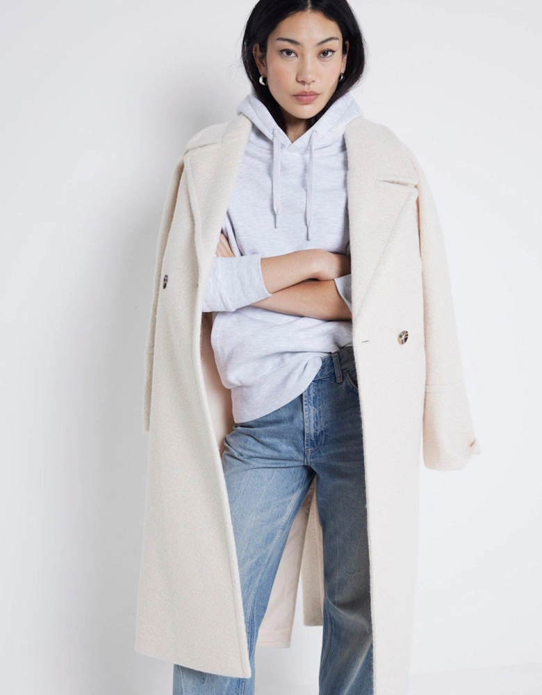 Boiled Wool Slouch Coat - Cream