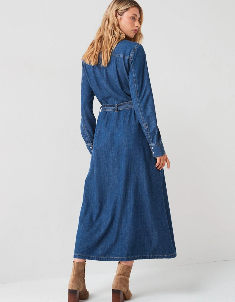 Quinney Denim Maxi Dress - Gold Dust West Blue