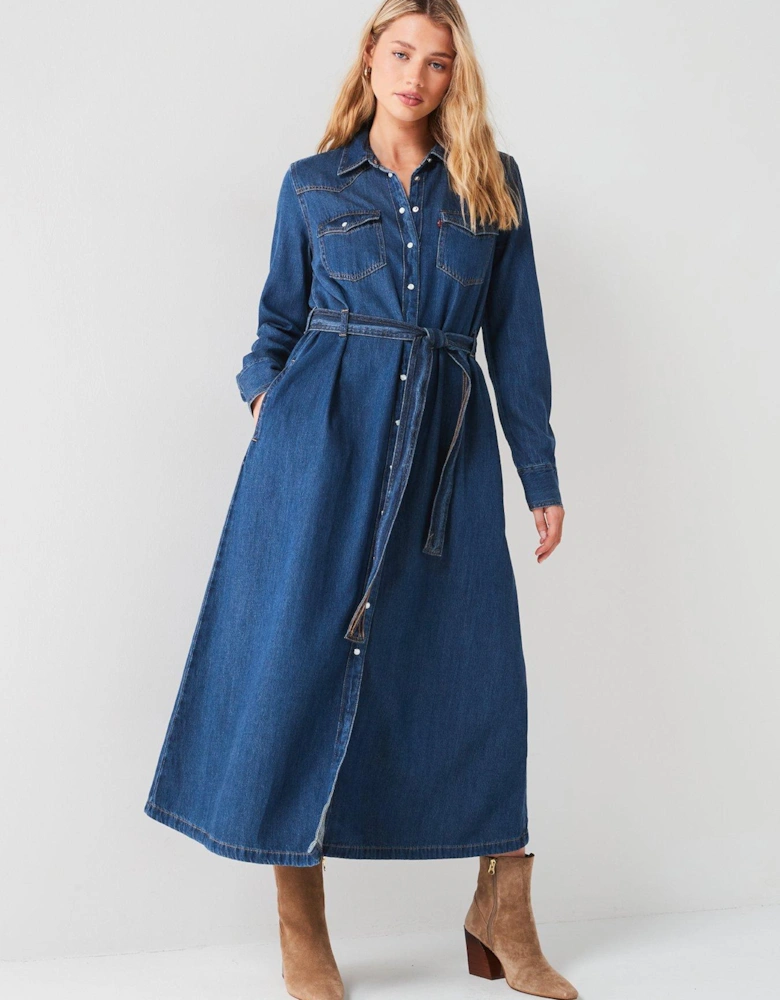 Quinney Denim Maxi Dress - Gold Dust West Blue