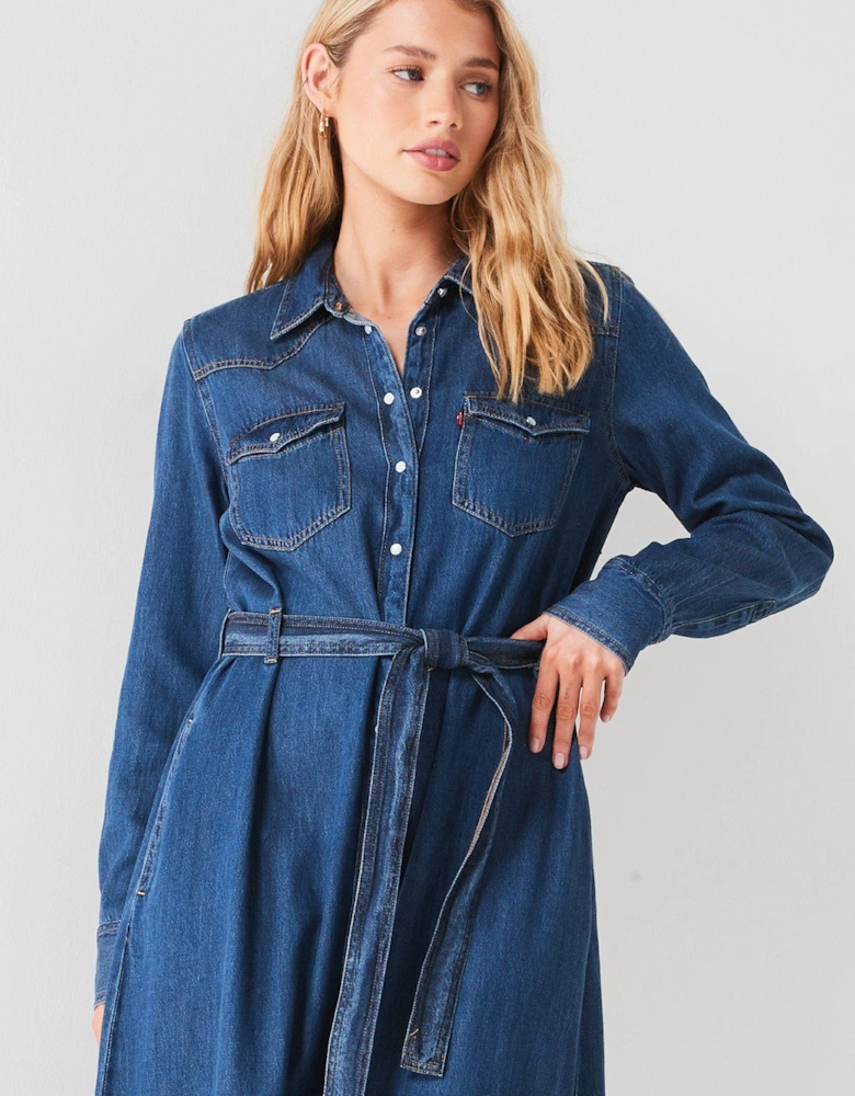 Quinney Denim Maxi Dress - Gold Dust West Blue