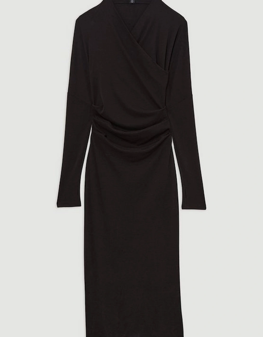 The Founder Soft Touch Jersey Asymmetric Neck Midi Dress