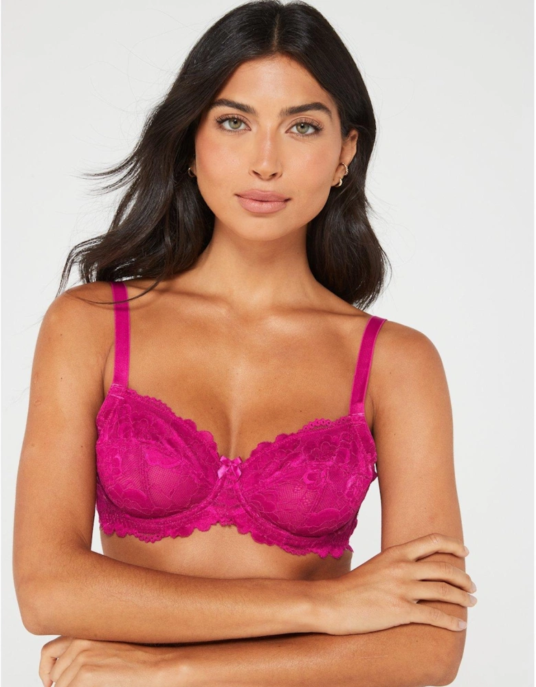 Fuller Bust Lace Balconette Bra - Hot Pink