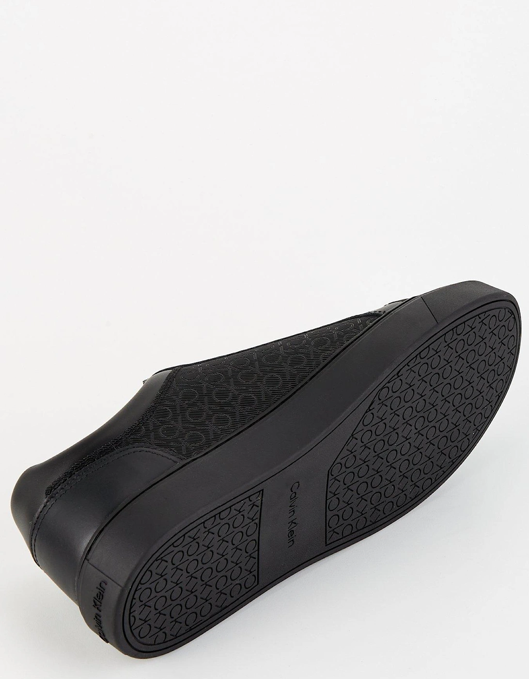 Low Top Zip Detail Mono Print Sneakers - Black