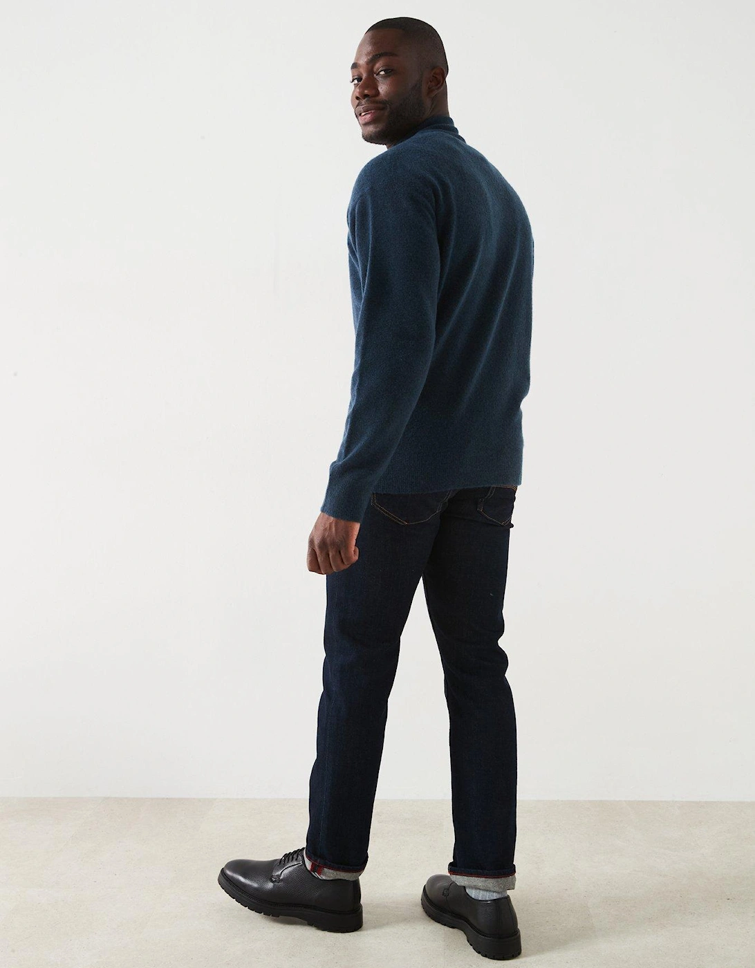 Tech Stretch Wool 1/4 Zip Knitted Jumper - Dark Blue