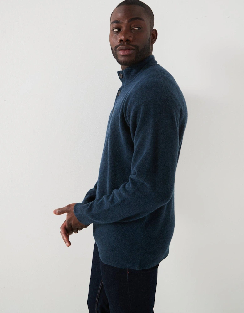 Tech Stretch Wool 1/4 Zip Knitted Jumper - Dark Blue