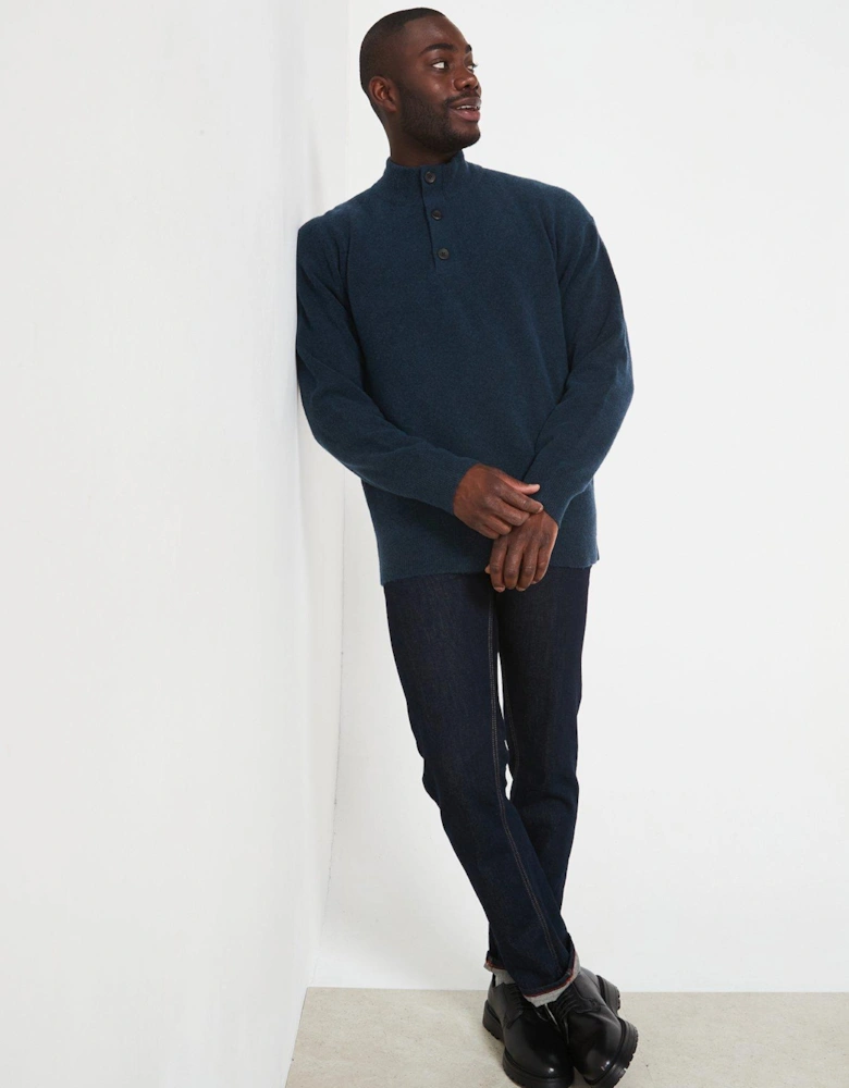 Tech Stretch Wool 1/4 Zip Knitted Jumper - Dark Blue