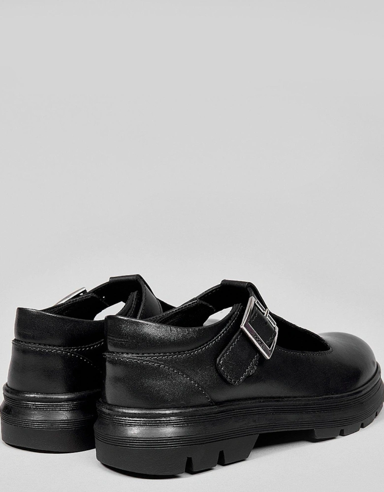 Emile Black Leather Tbar Shoe