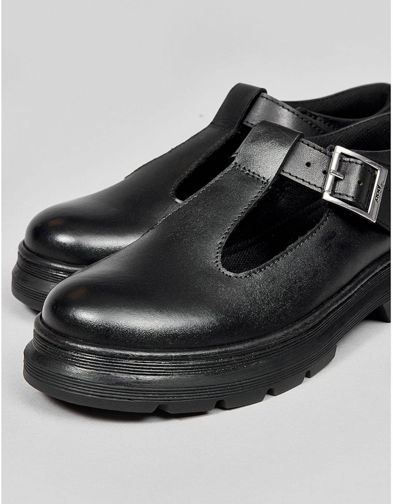 Emile Black Leather Tbar Shoe