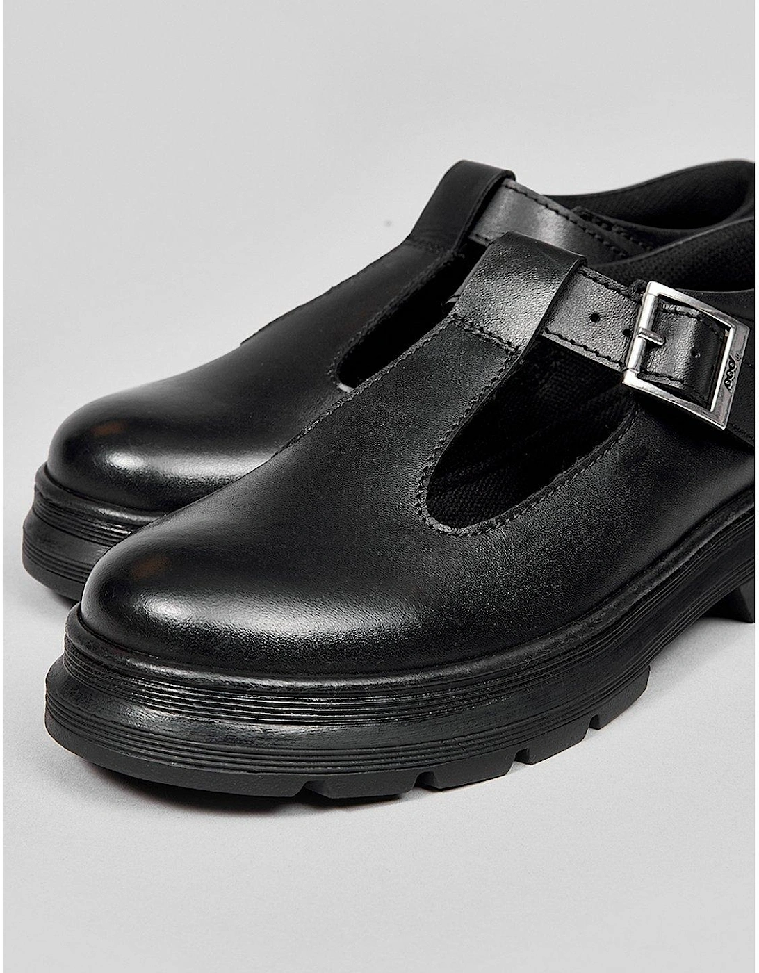 Emile Black Leather Tbar Shoe