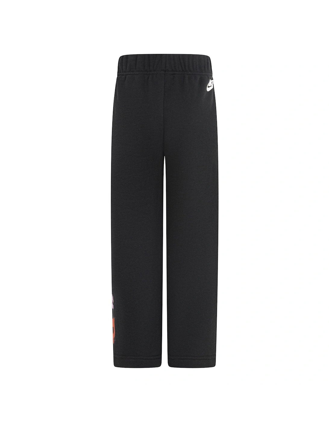 Kids Girls Floral Fleece Wide Leg Joggers - Black