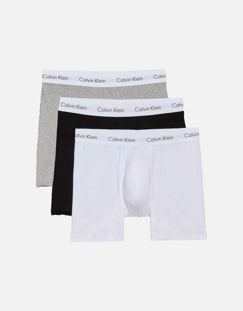 Cotton Stretch 3 Pack Boxer Briefs Black/White/Grey Heather