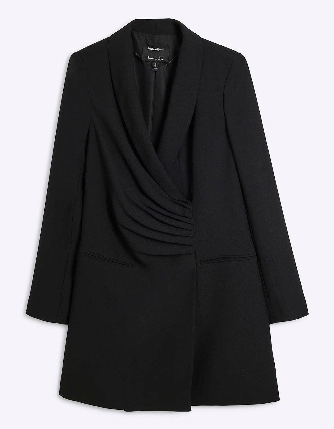 Ruched Blazer Dress - Black