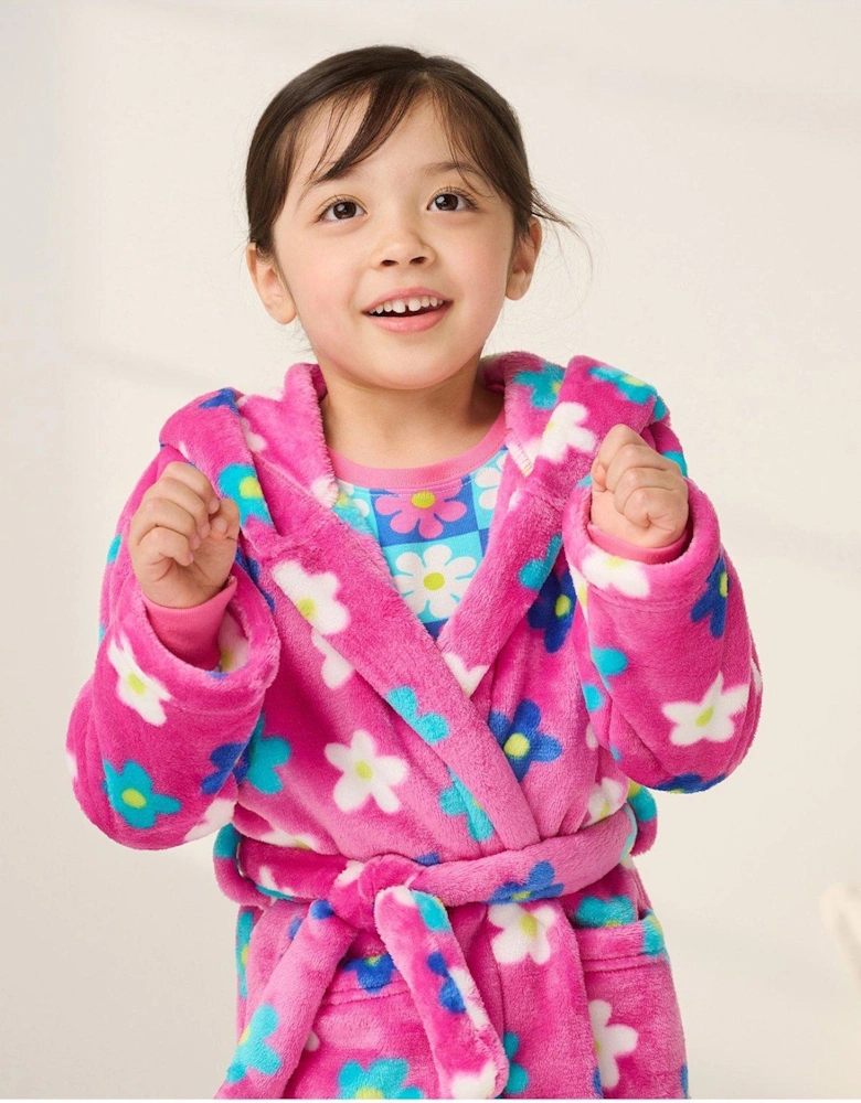 Girls Fuzzy Fleece Daisy Robe