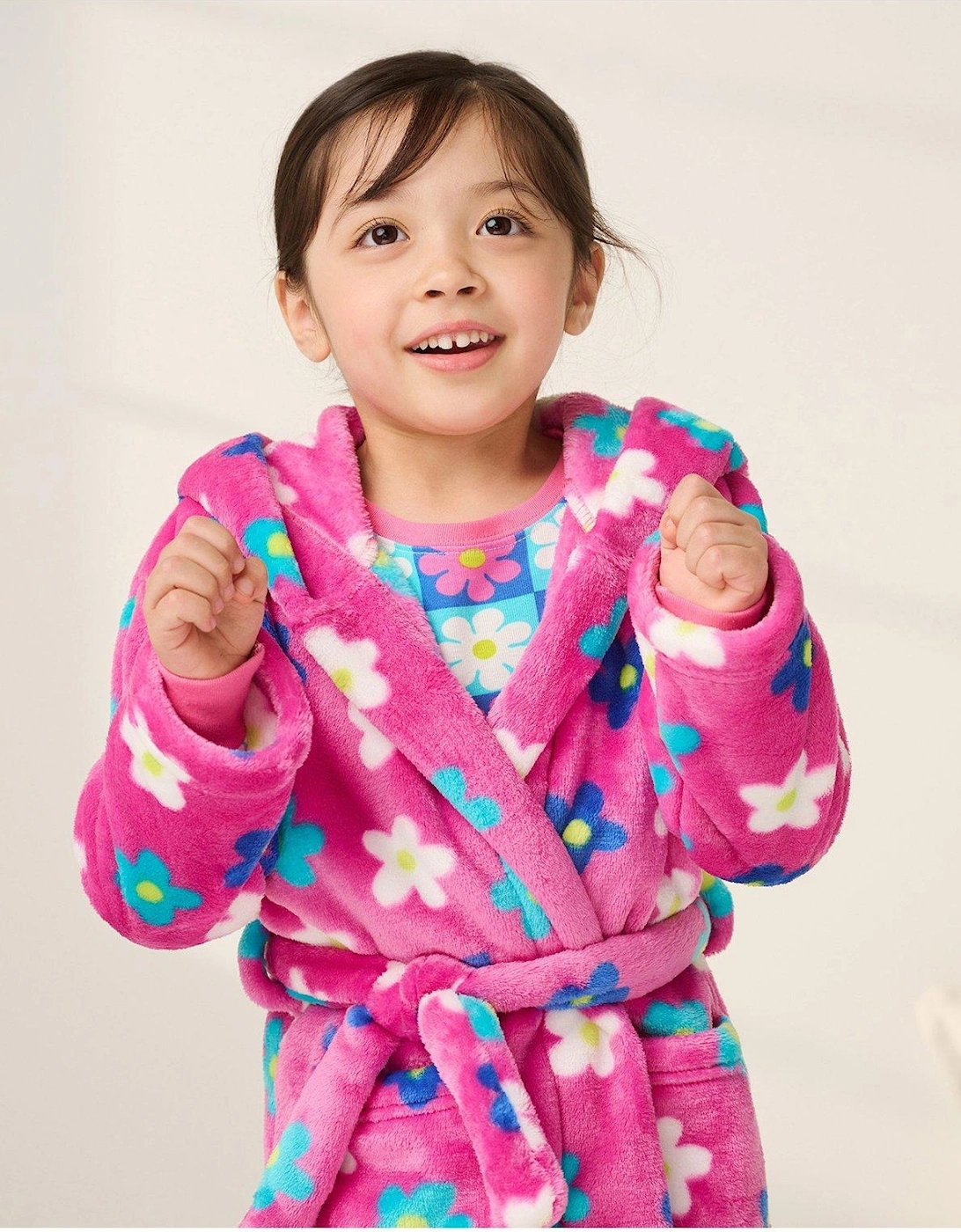 Girls Fuzzy Fleece Daisy Robe