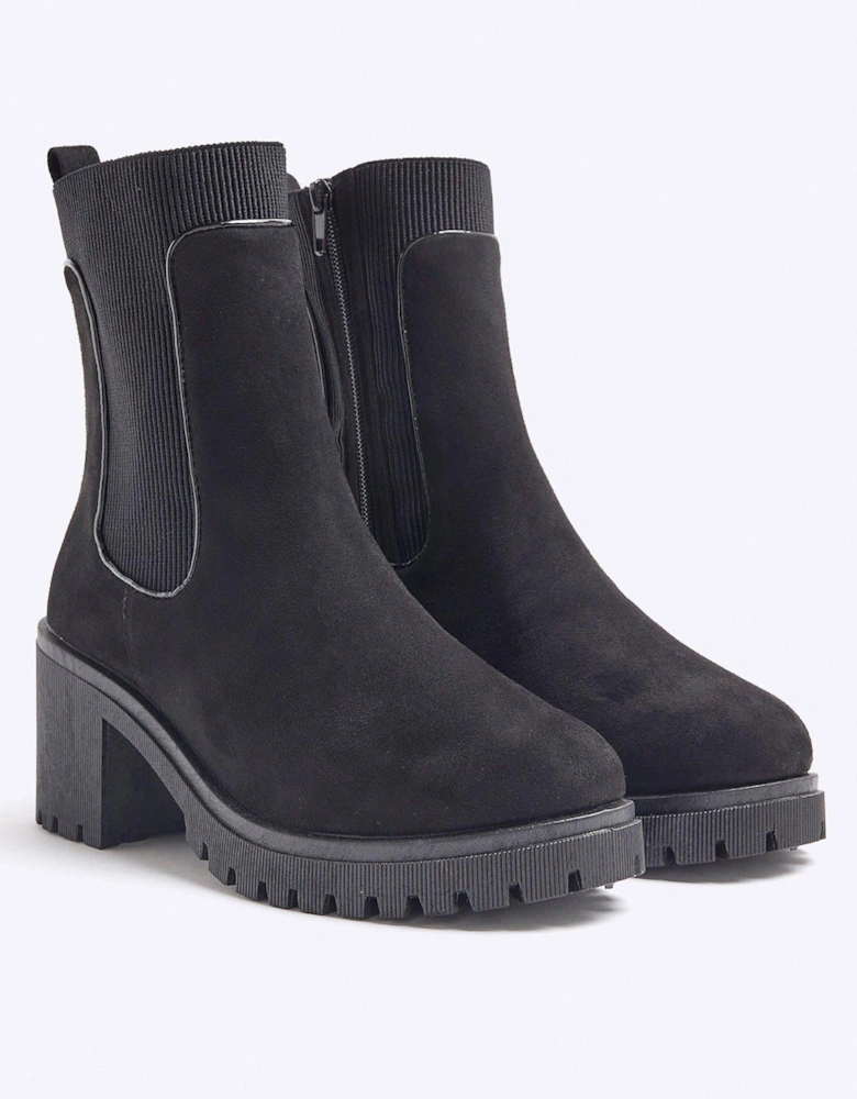 Chunky Block Heel Boot - Black