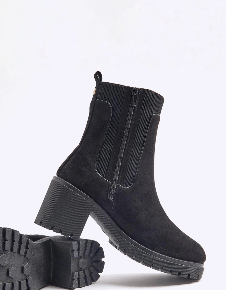 Chunky Block Heel Boot - Black