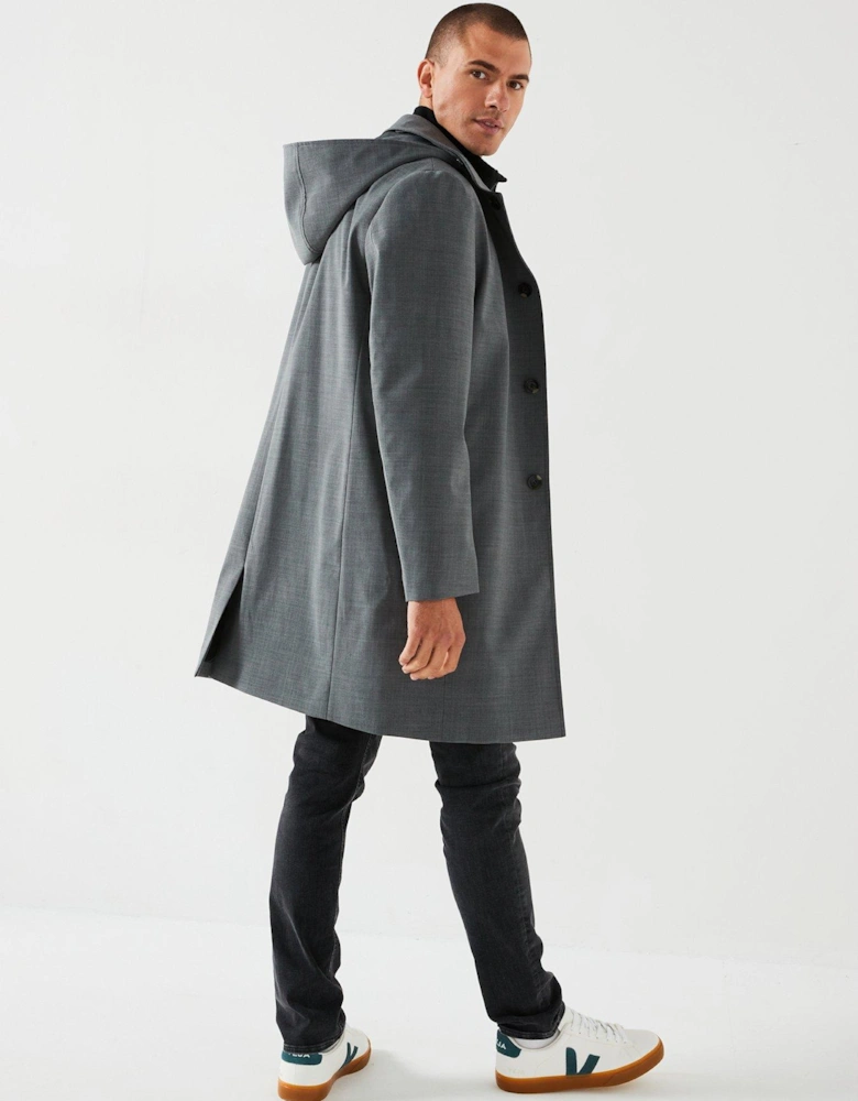 Technical Wool Car Coat - Grey