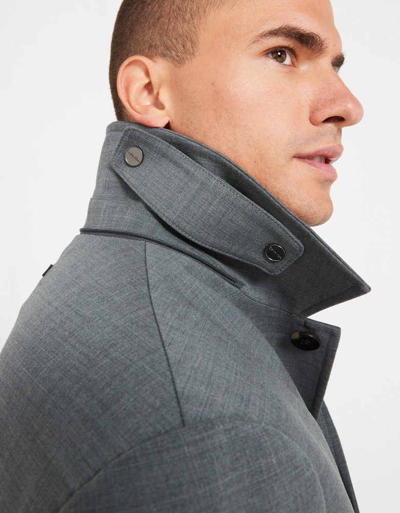 Technical Wool Car Coat - Grey