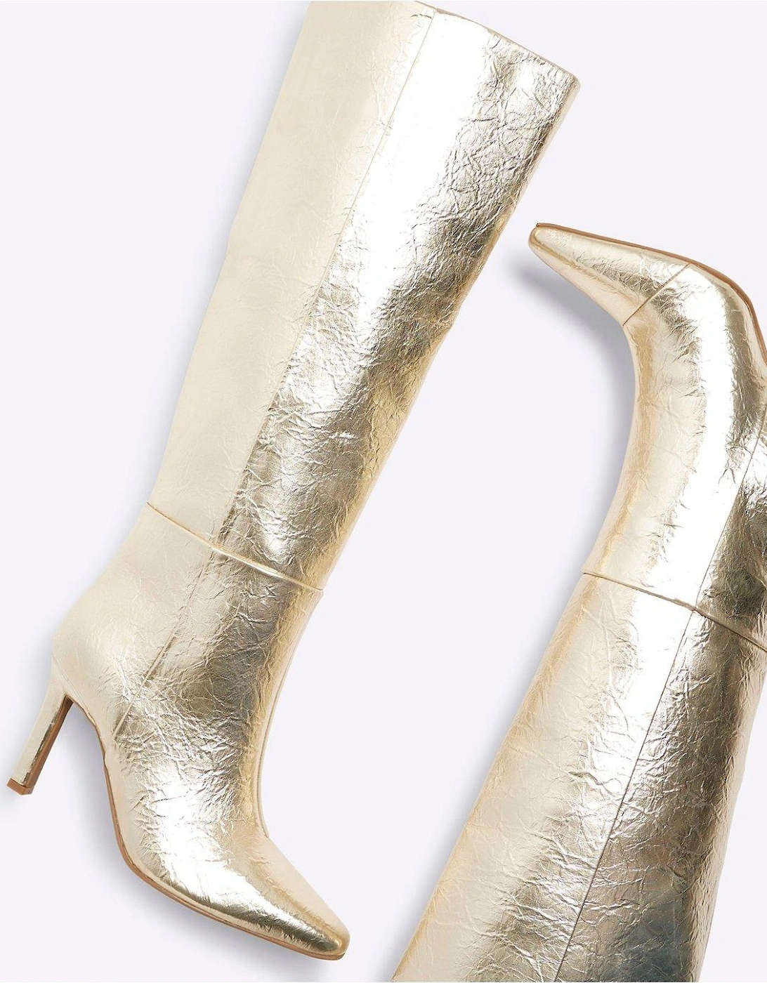 Straight Shaft High Leg Boot - Gold