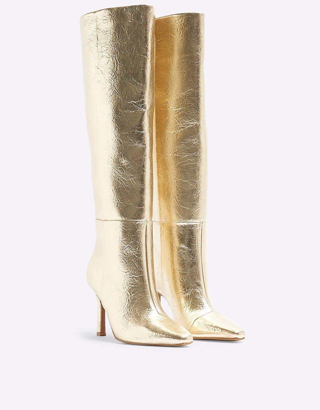 Straight Shaft High Leg Boot - Gold