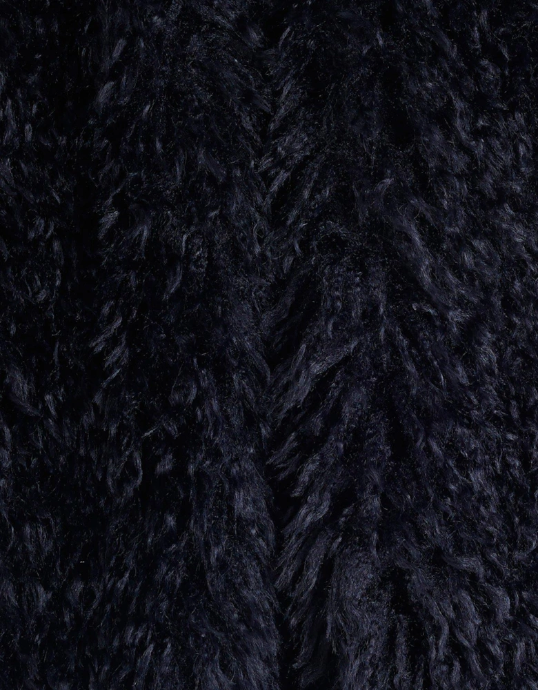 Faux Fur Long Shabby Gilet - Navy