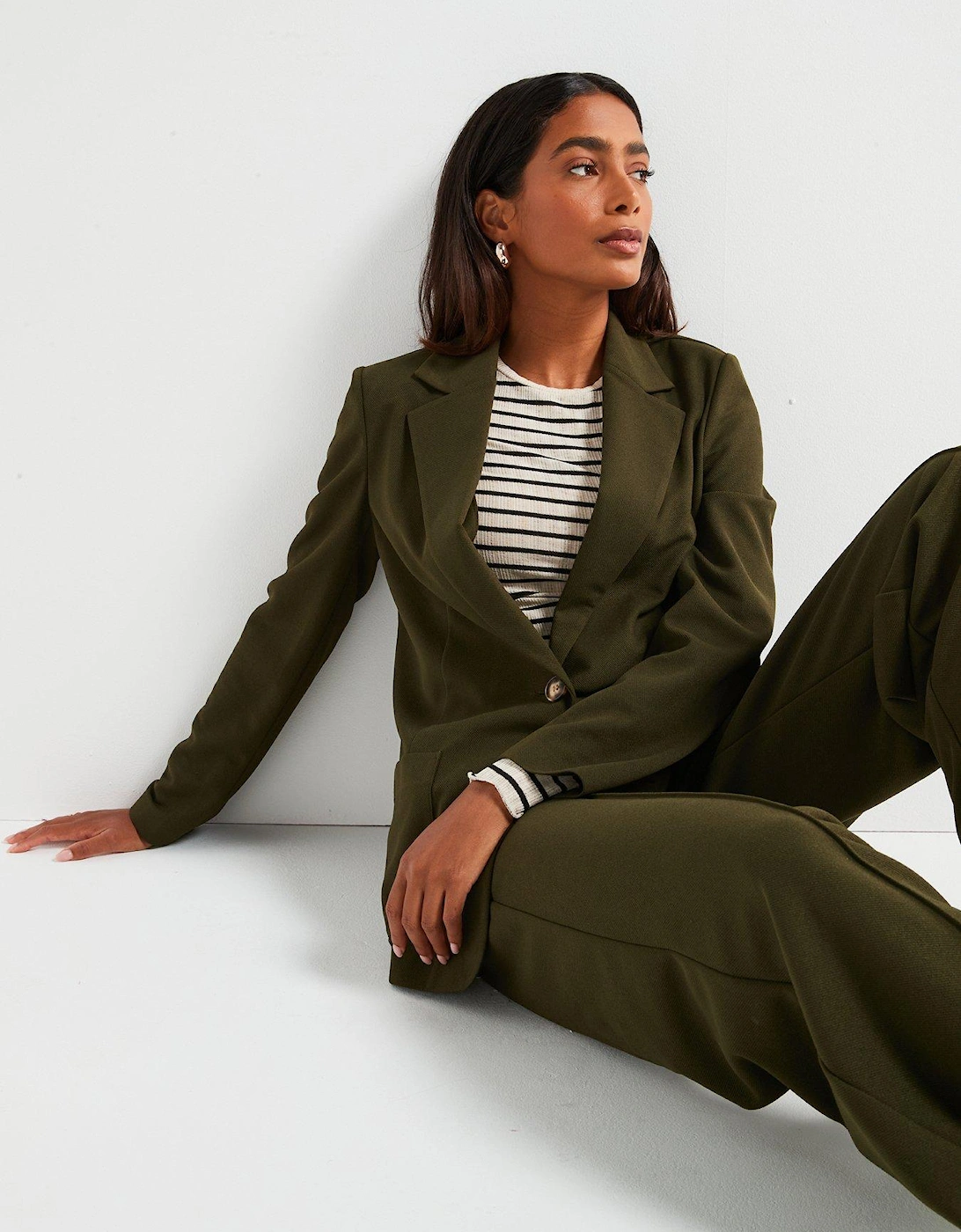 Edge To Edge Jersey Blazer - Khaki