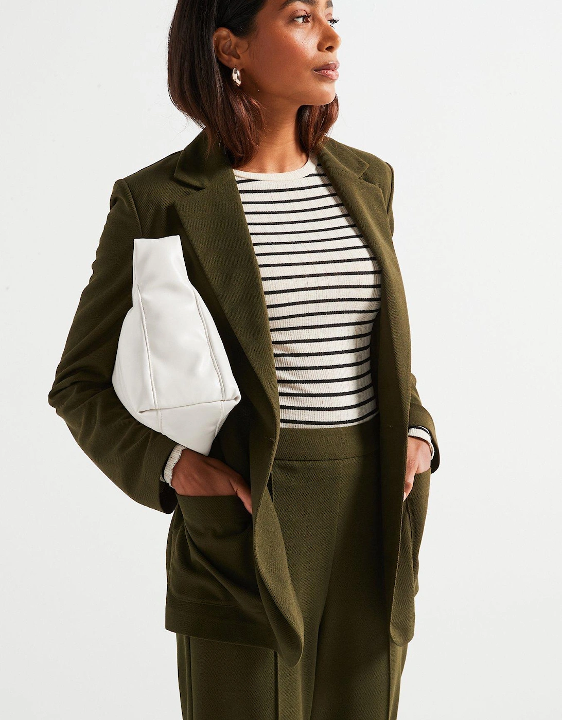 Edge To Edge Jersey Blazer - Khaki