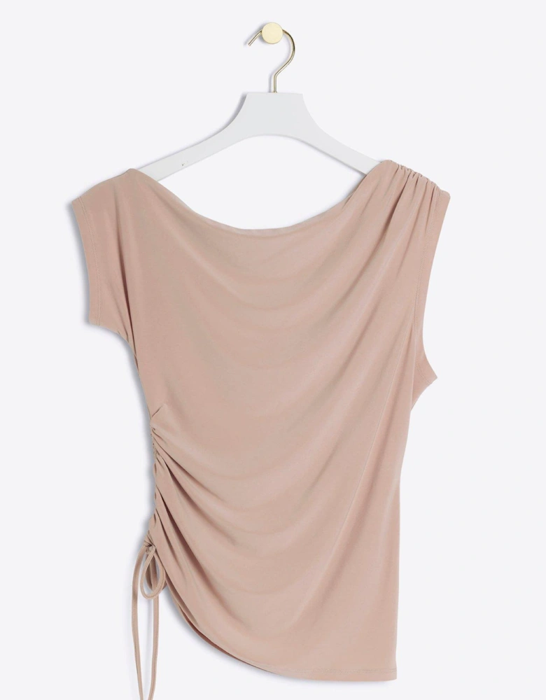 Asymmetric Ruched Side Top - Light Pink