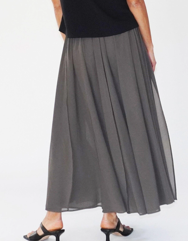 Floaty Sheer Multi Layered Olsen Maxi Skirt - Grey