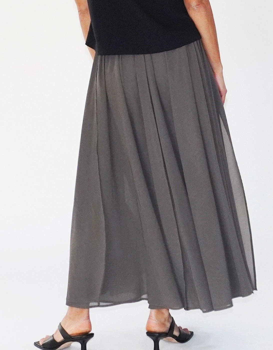 Floaty Sheer Multi Layered Olsen Maxi Skirt - Grey