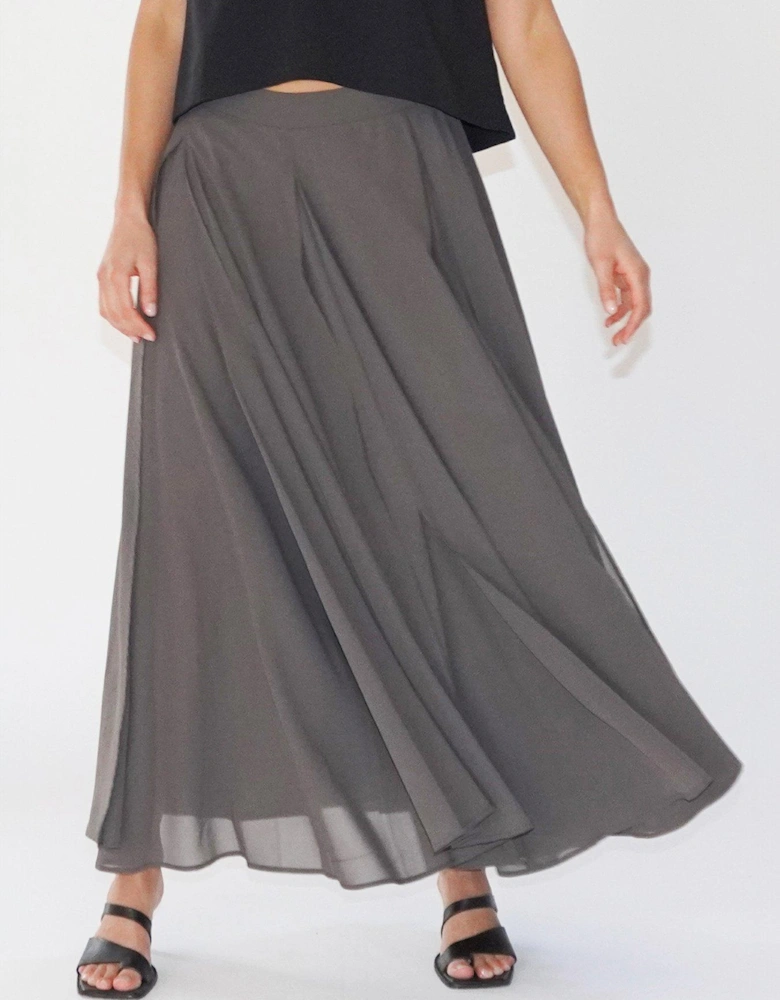 Floaty Sheer Multi Layered Olsen Maxi Skirt - Grey