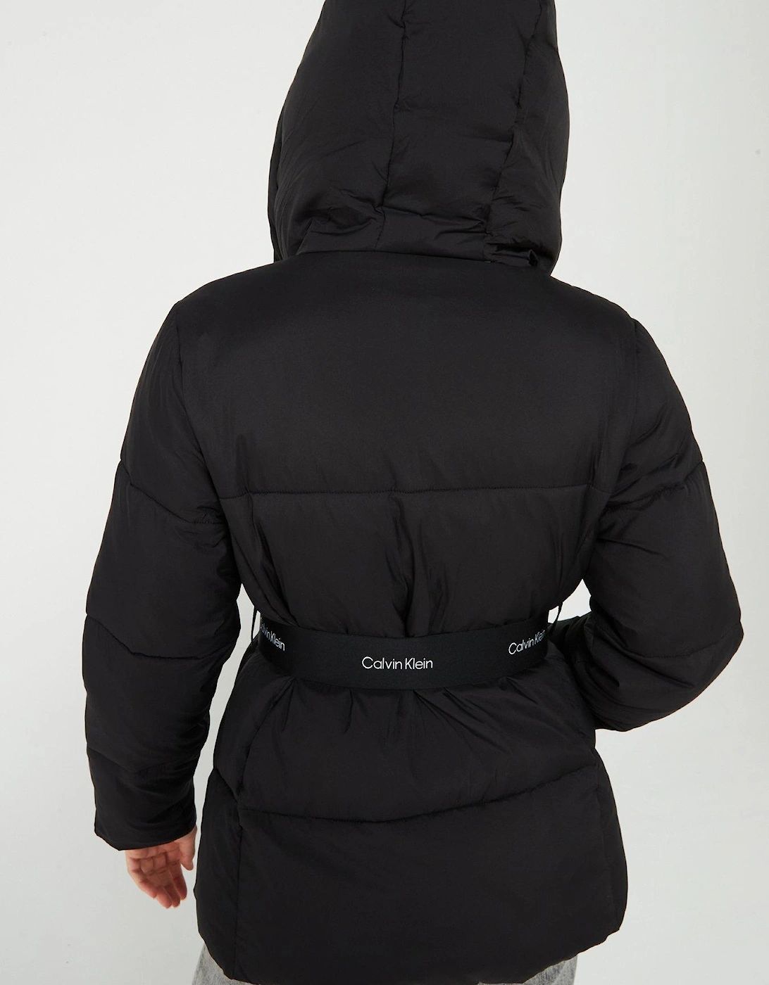 Logo Belted Padded Jacket - Black