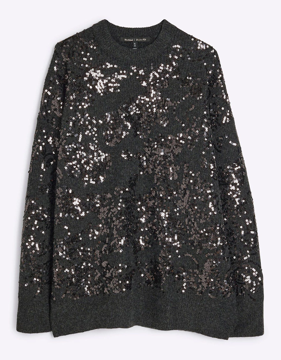 Oversized Embellished Jumper - Dark Grey