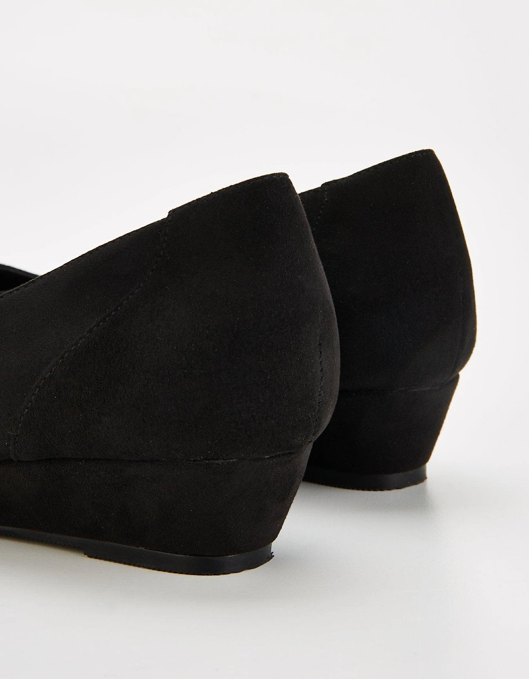 Wide Fit Comfort Wedge Court Shoe - Black