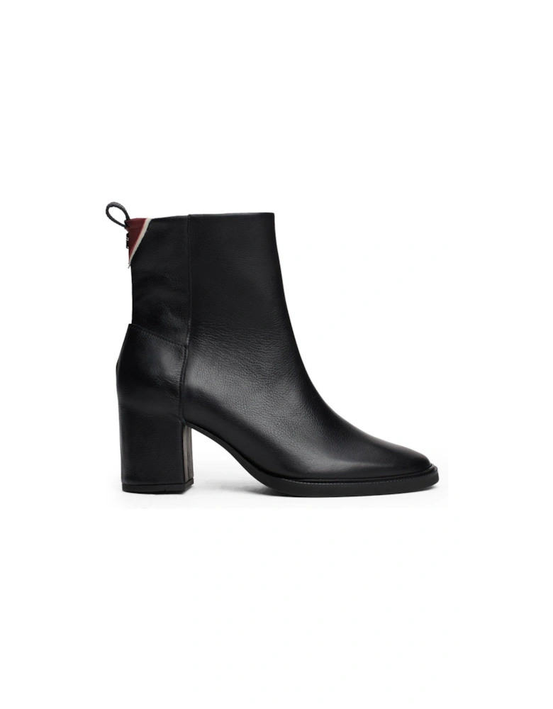 Heeled Leather Ankle Boots - Black