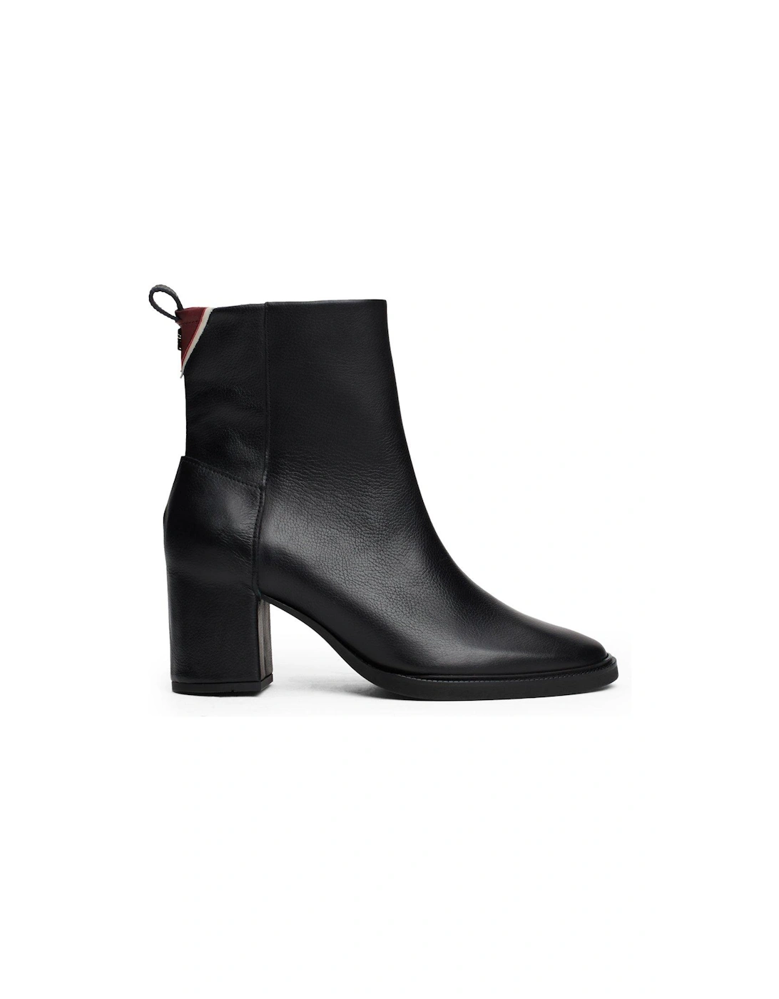 Heeled Leather Ankle Boots - Black