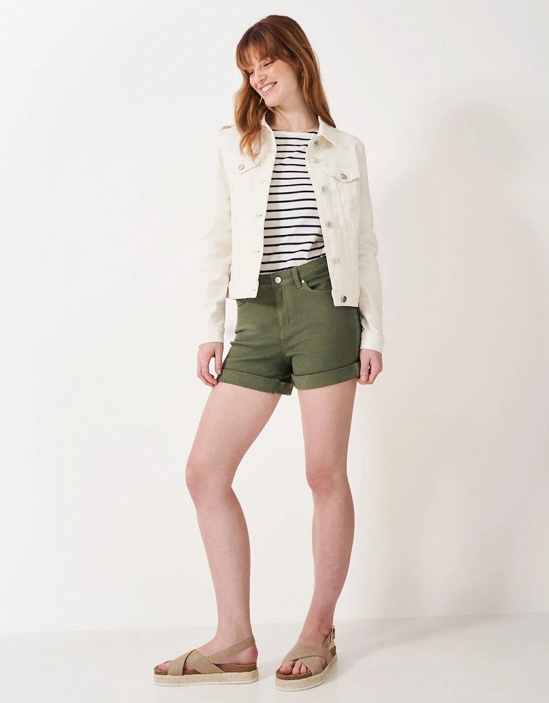 Turn Up Denim Short - Green