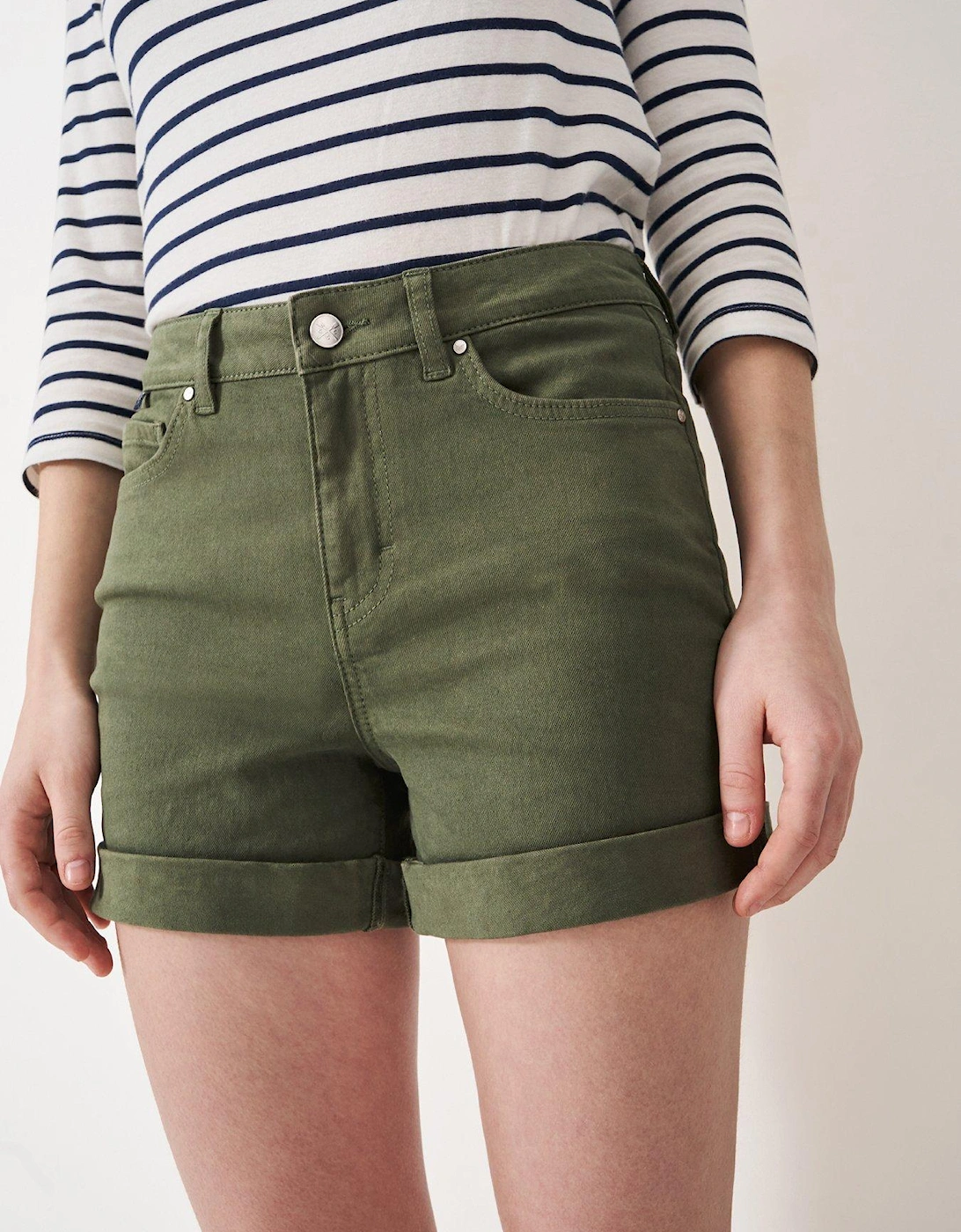 Turn Up Denim Short - Green