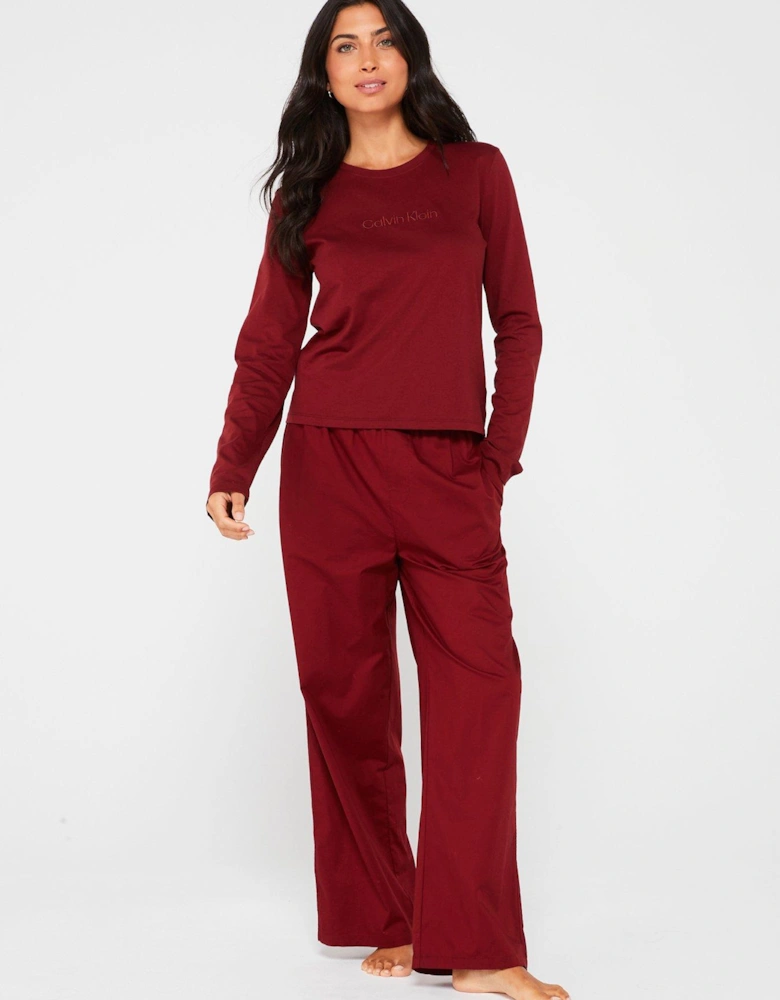 Long Sleeve Cotton Pyjama Set - Red