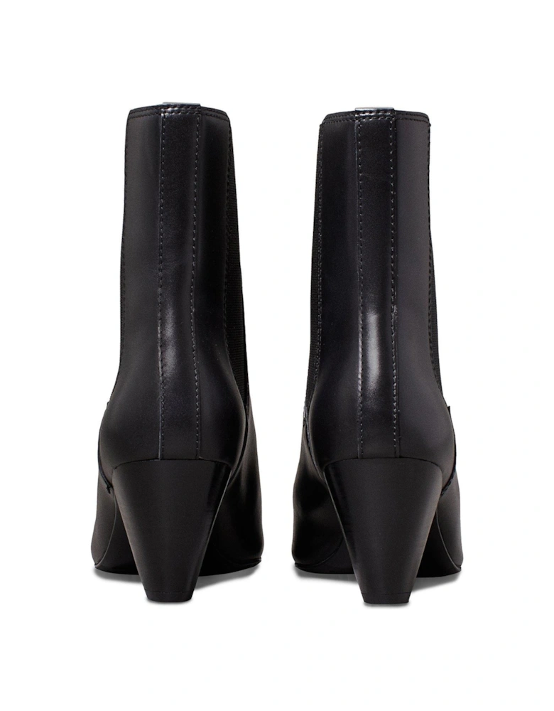 Pointed Heel Ankle Boots - Black