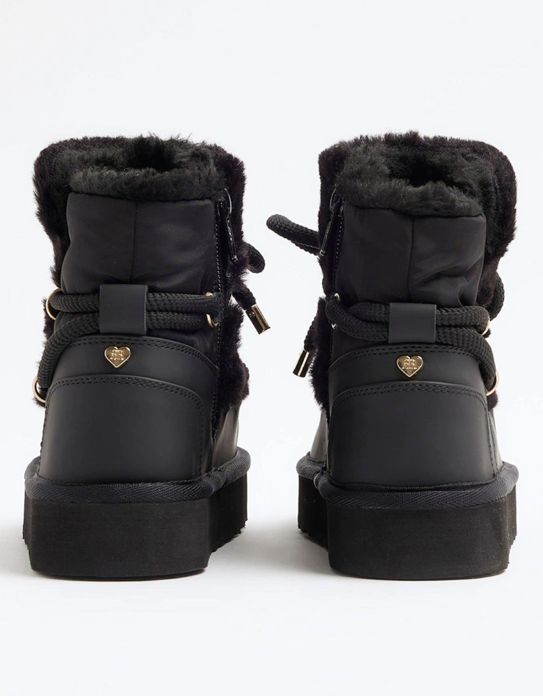 Older Girl Shearling Hiker Moonboots - Black