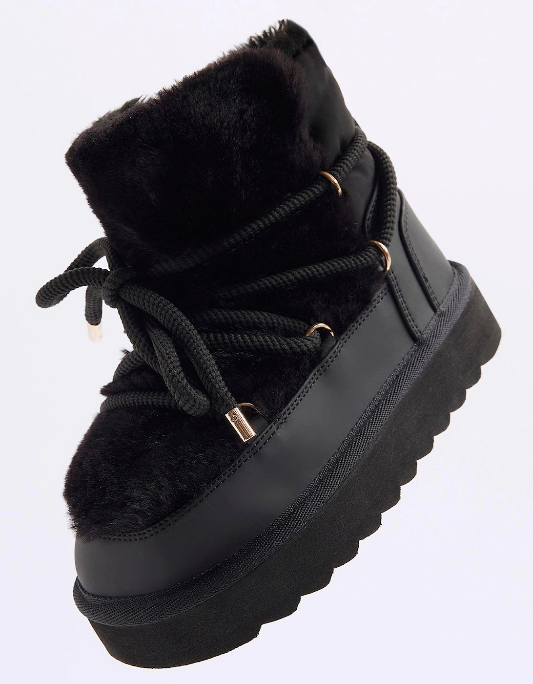 Older Girl Shearling Hiker Moonboots - Black