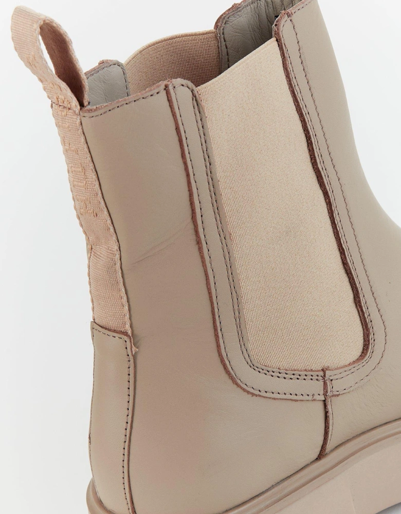 Leather Ankle Chelsea Boots - Beige